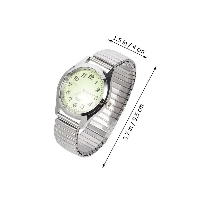 Montre lumineuse pour personnes âgées bande élastique en laiton style décontracté analogique-digital or blanc occasionnels cadeaux d'anniversaire femmes seniors