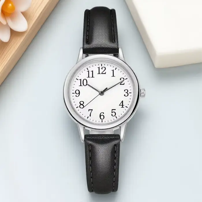 Montre à Quartz pour femmes, cadran Simple, bracelet en cuir PU, montre élégante pour un usage quoti