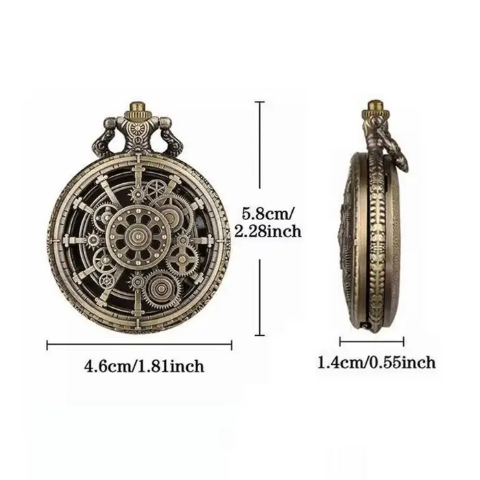 Montre de poche steampunk à quartz avec affichage à engrenages et cadran ajouré pour homme et femme occasions spéciales