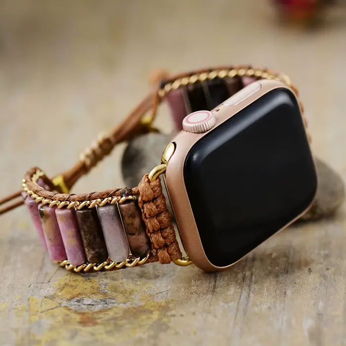 Bracelet de montre intelligente Creative Stone Aple, bracelet perlé bohème, bracelet de montre-brace