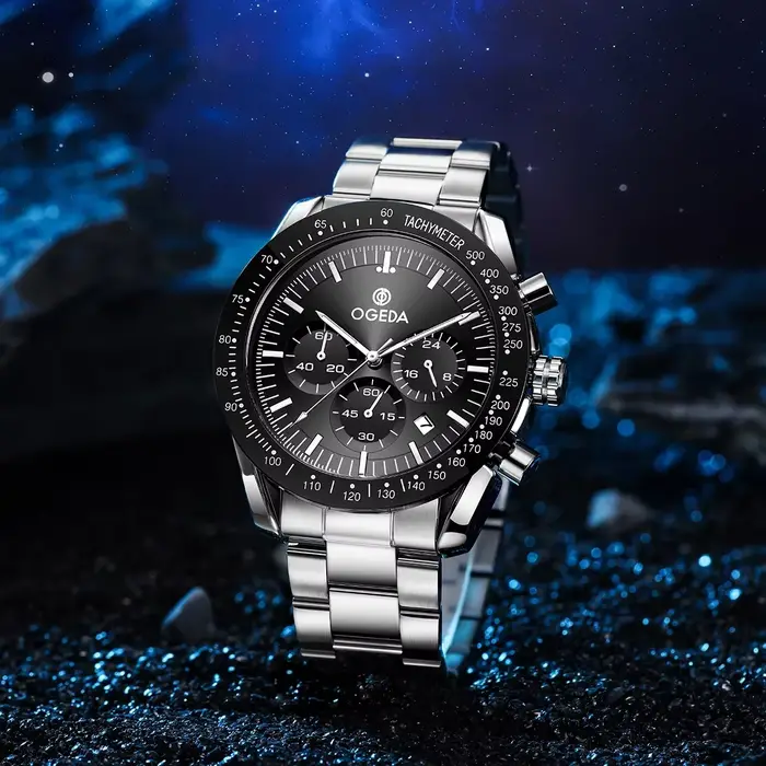 OGEDA 2024 nouvelle montre à Quartz pour hommes à la mode chronographe en alliage de verre minéral étanche 20Bar