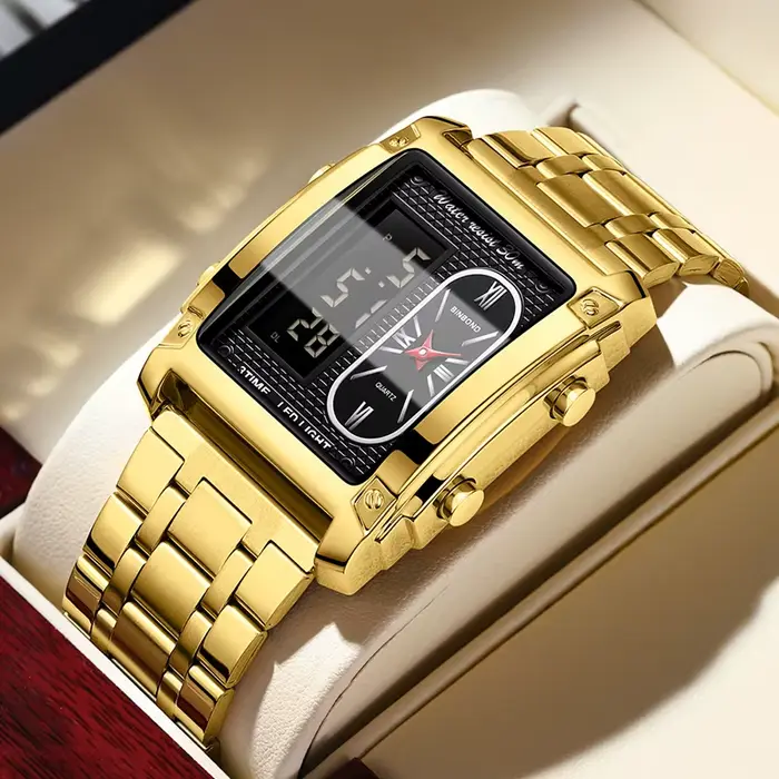 UTHAI H37 mode carré Double écran montre numérique pour hommes léger luxe loisirs sport étanche