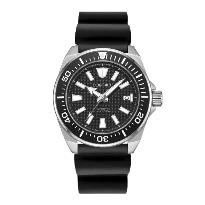 Montre de plongée pour homme TOPHILL NH35 43,8 mm automatique avec lunette en aluminium, cadran gauf
