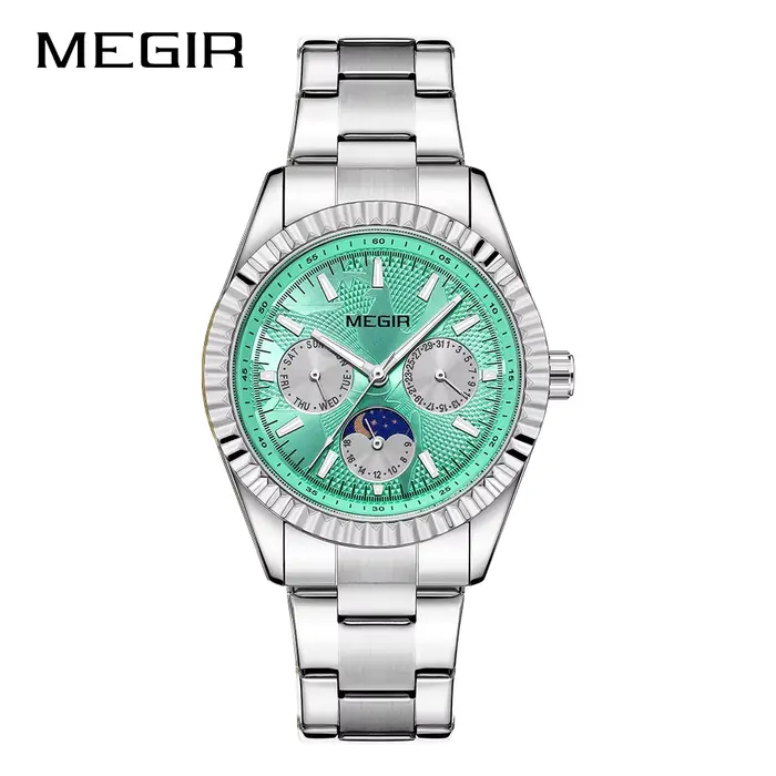Montre à quartz MEGIR 1102 avec bracelet en acier inoxydable, style business tendance, montre-bracel