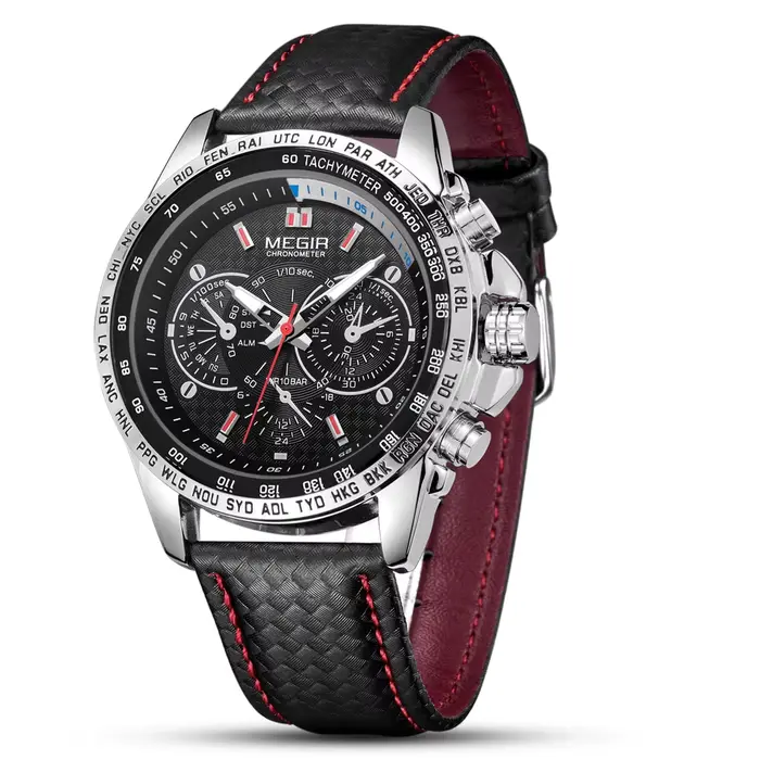 MEGIR mode homme Quartz analogique montre-bracelet marque étanche luxe en cuir montres pour hommes d