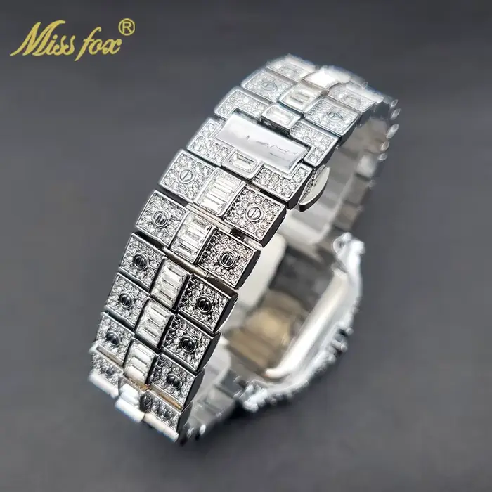 Montre à Quartz pour hommes en diamant avec Date automatique montres-bracelets étanches