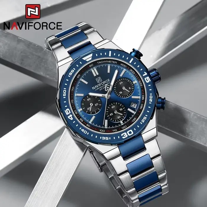 NAVIFORCE Top marque mode Original hommes montre Sport luxe chronographe étanche horloge en acier inoxydable Quartz homme montre-bracelet