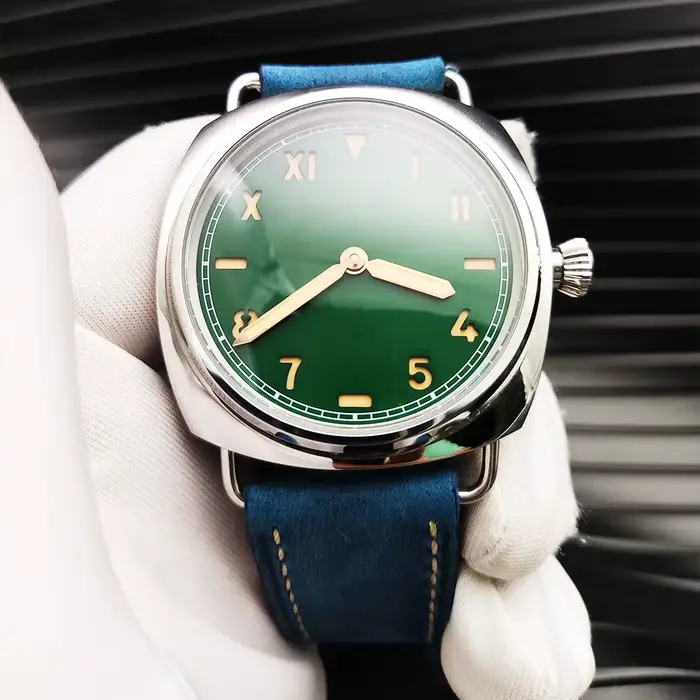 Montre mécanique manuelle en cuir pour homme