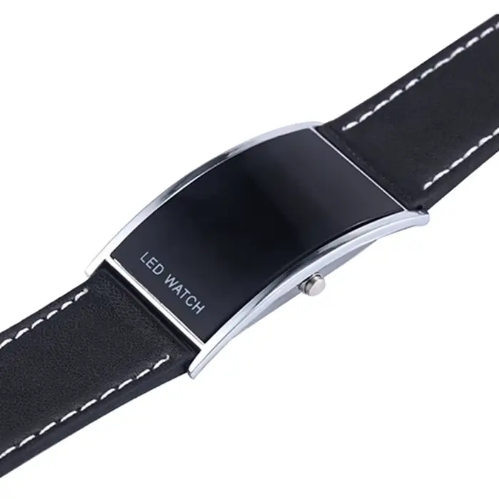 Montres pour hommes haut de gamme LED numérique Date cadran rectangulaire bracelet en Faux cuir montre-bracelet montre homme mужjavе часы