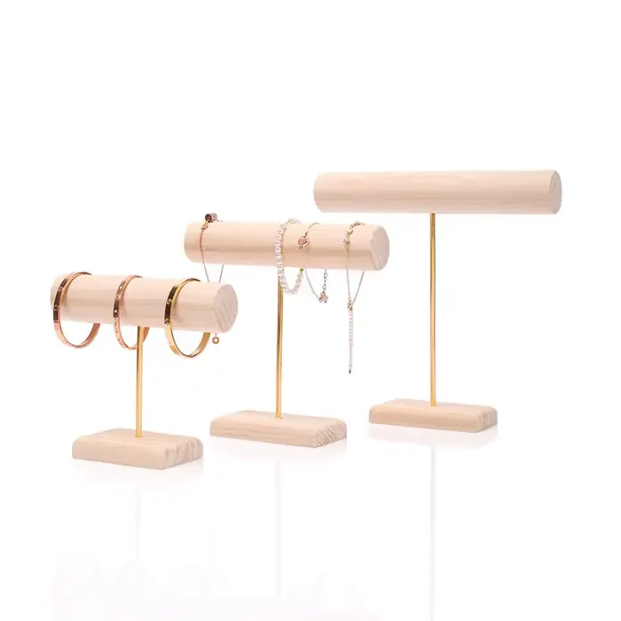 Présentoir de bracelet en bois massif simple, tête de bracelet de montre, fleur de UL, bande de caou