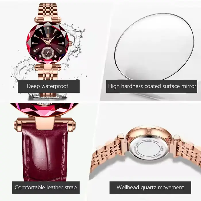 POEDAGAR femmes montres mode diamant cadran en cuir montre à Quartz haut de gamme de luxe étanche dames montre-bracelet petite amie cadeau