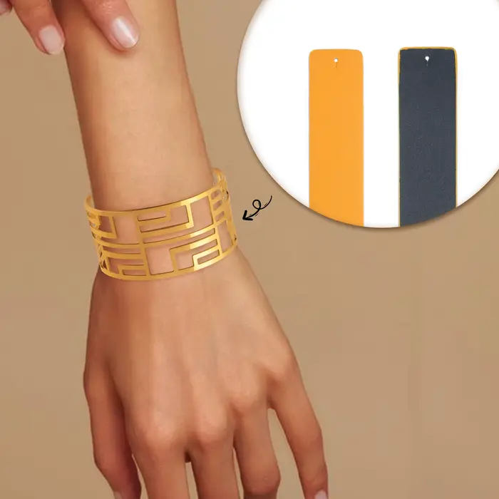 Bracelet en cuir interchangeable double face pour femmes décoration en forme de ligne de luxe bijoux à la mode manchette ouverte de fête style bureau carrière différentes couleurs de placage