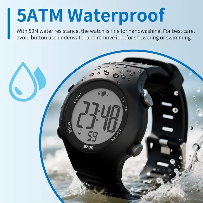 Montres numériques de sport avec sangle de poitrine pour hommes et femmes