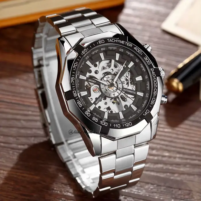 Montre automatique en acier inoxydable pour hommes
