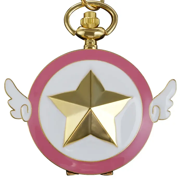 Montre de Poche à Quartz avec Petites Ailes Étoile à Cinq Branches Collier Mode Pendentif Horloge Cadeau Occasionnels Hommes Femmes