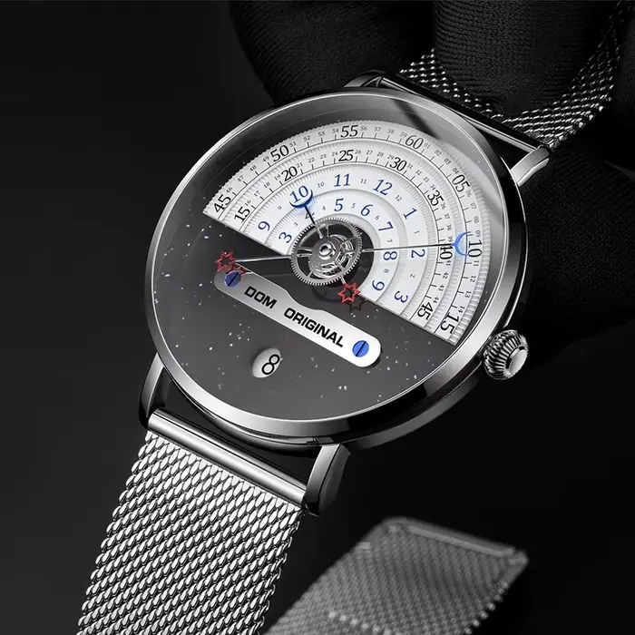 DOM 1288 nouvelle montre à Quartz pour hommes mode créative de luxe en cuir lune étoile pointeur montres
