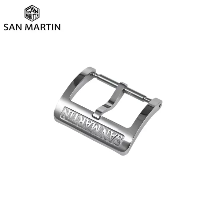 San Martin 18mm montre fermoir poli en acier inoxydable 316L Logo sangle boucle ardillon brossé Hebilla Correa Reloj Fibbia BK1820