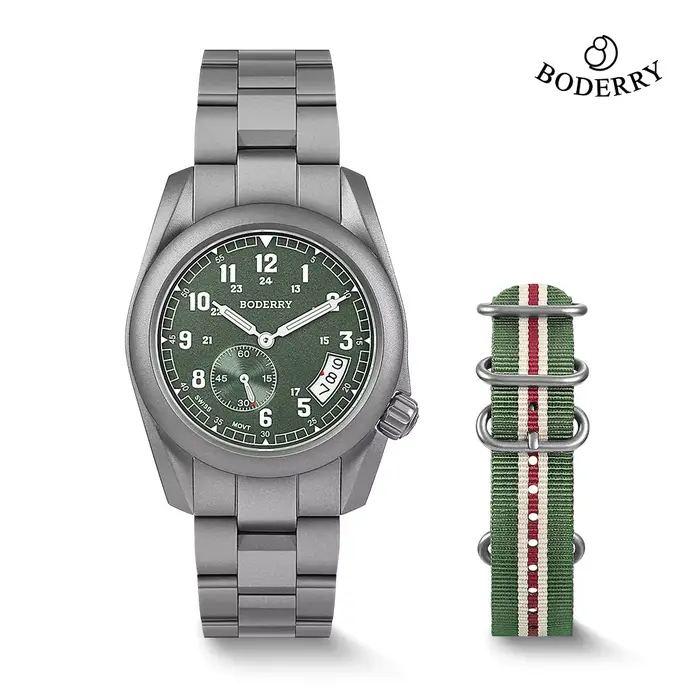 Montre de terrain en titane Boderry Voyager 38 résistante à l'eau pour homme et femme occasions spéciales quartz mouvement suisse ornementation superluminova occasionnels sportifs plongeurs aventure