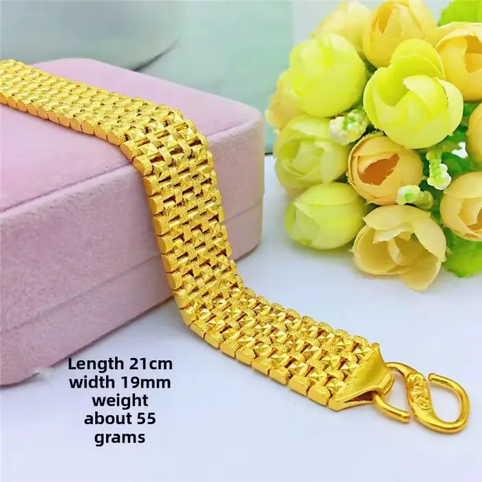 Bracelet en laiton plaqué or pour hommes