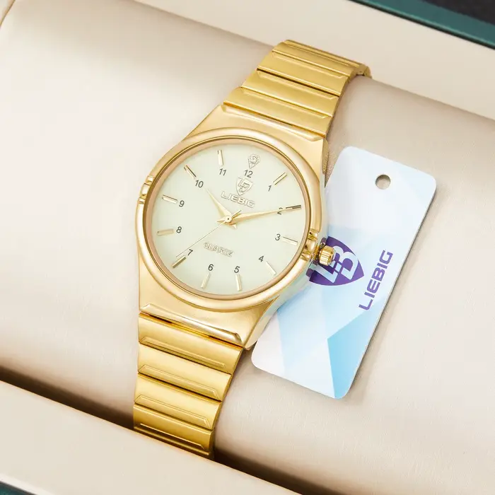 Montres-bracelets Liebig en acier inoxydable pour hommes, résistantes à l'eau, quartz, style décontracté et luxueux, parfaites pour diverses occasions et comme cadeau