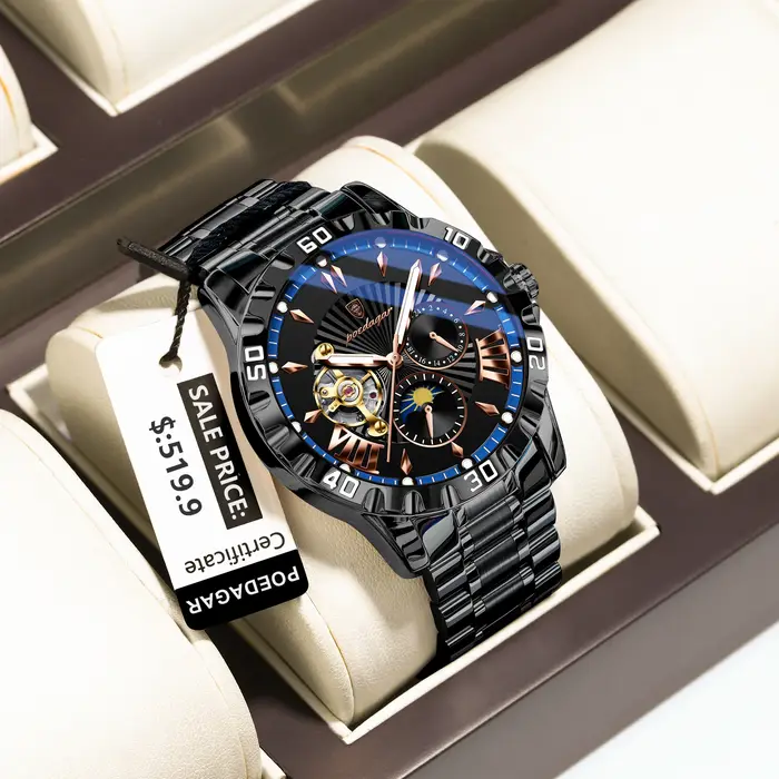 Montre POEDAGAR automatique avec tourbillon et squelette pour hommes résistante à l'eau pour diverses occasions