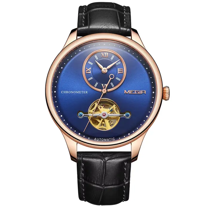 Montres mécaniques horloge multifonction Montre Homme cuir mouvement automatique 5 ATM étanche montr