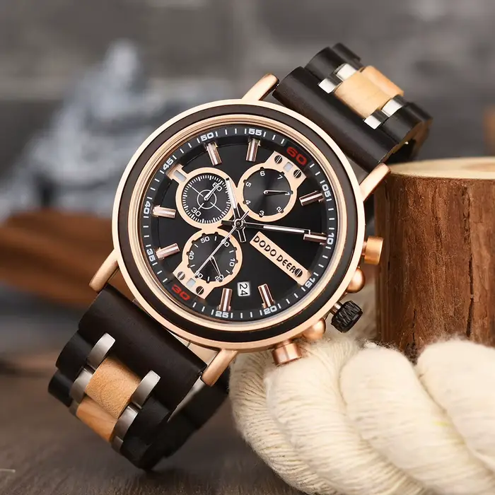 DODO DEER – montre multifonctionnelle en bois pour hommes, étanche, avec calendrier, secondes de course, chronographe, lumineuse, personnalisée, livraison directe