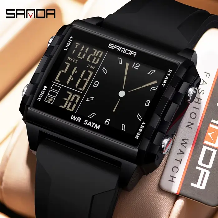 SANDA marque de luxe montre numérique pour hommes femmes cadran carré Sport étanche montres homme LED pointeur affichage Relogios Masculino