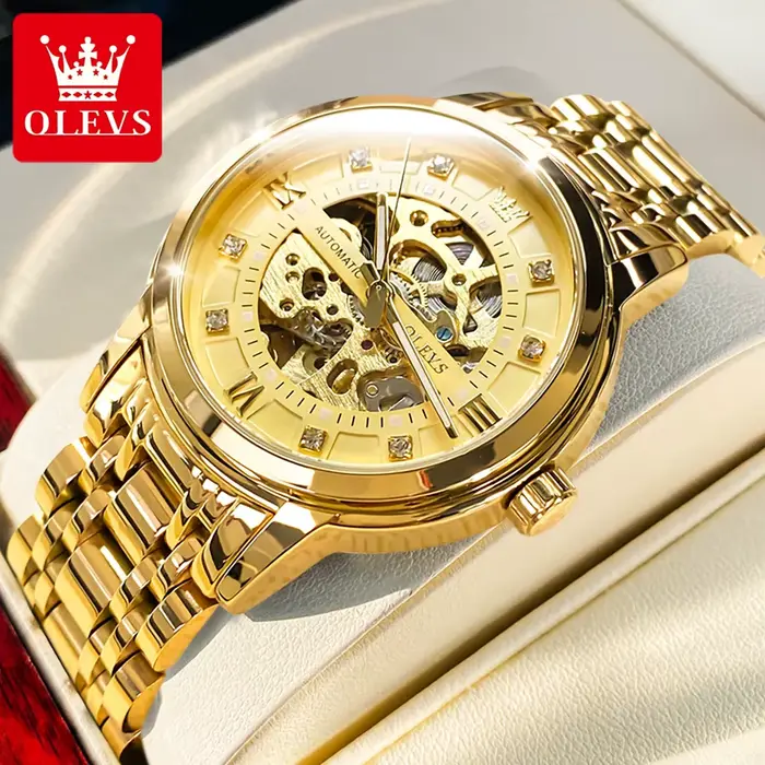 OLEVS 9901 montres pour hommes marque de luxe évider montre mécanique automatique