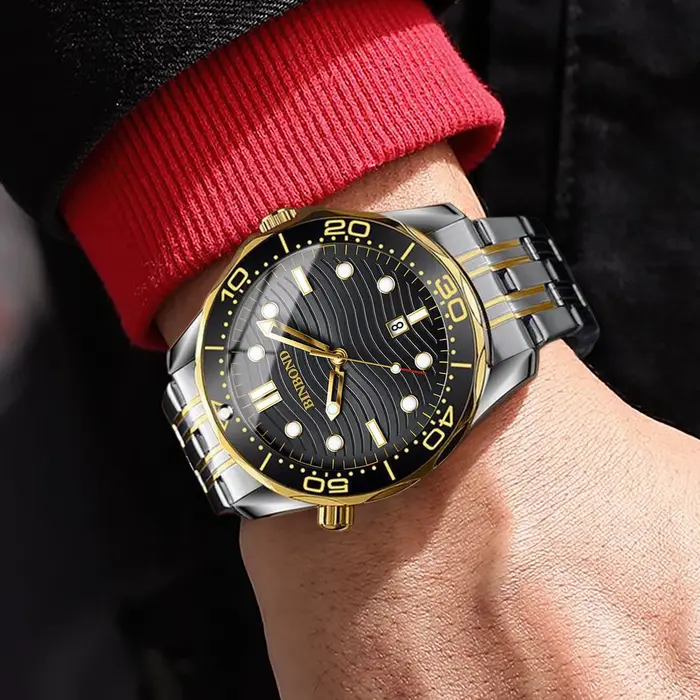 Montre à quartz de luxe BINBOND Wave of Sea pour homme