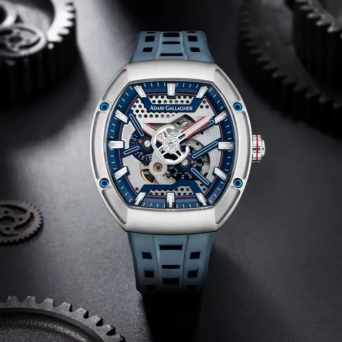 Montre mécanique automatique WM pour hommes, série GLASS, en verre saphir, résistante à l'eau, AG007