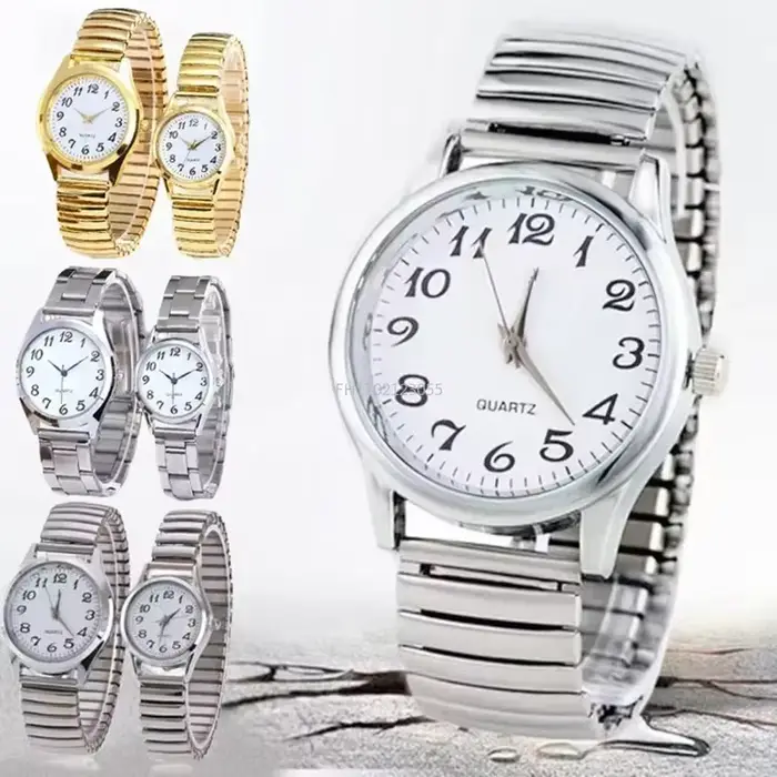 Montre élégante Moonbiffy en acier inoxydable avec mouvement quartz pour homme et femme, bracelet en cuir, adapté aux occasions spéciales et quotidiennes