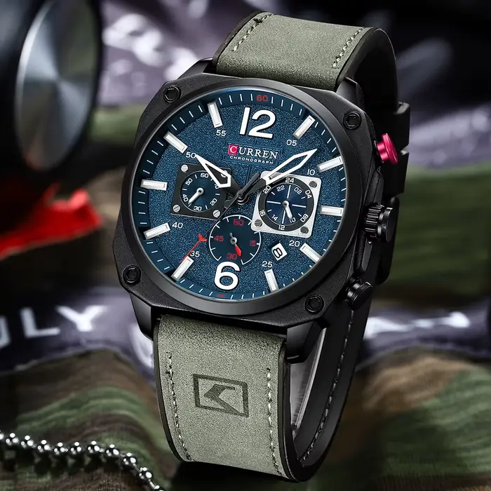 CURREN – montre chronographe carrée vintage pour hommes