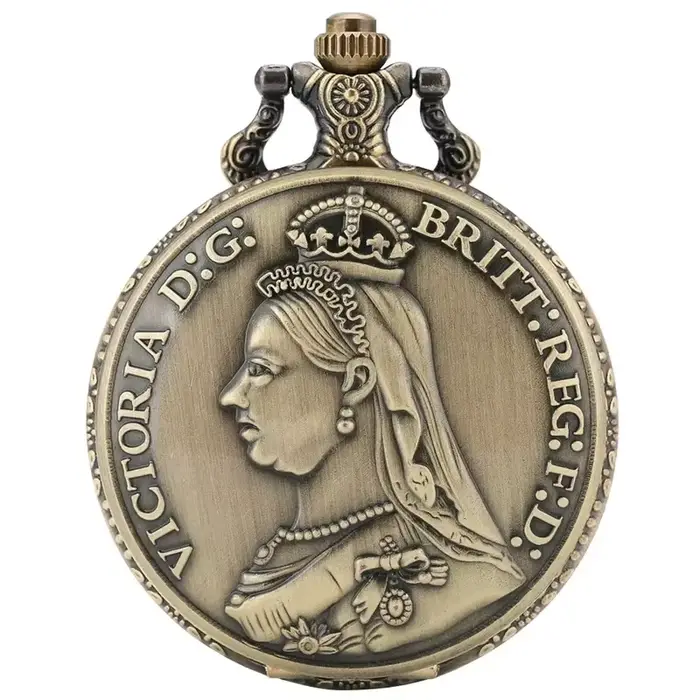 Antique Victoria reine d'angleterre chasseur complet hommes femmes analogique Quartz montre de poche collier pendentif