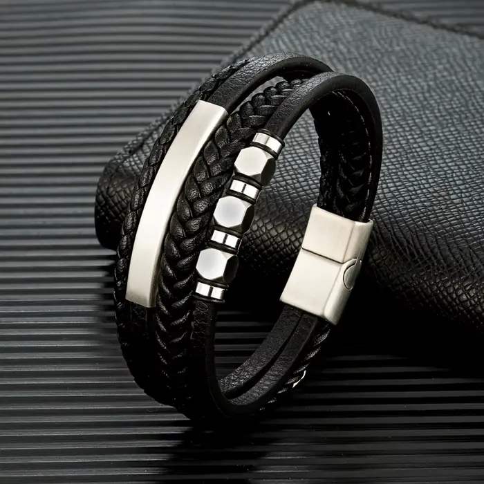 Bracelet Steampunk en Cuir avec Acier Inoxydable pour Hommes et Femmes Occasions Spéciales et Journées Courantes