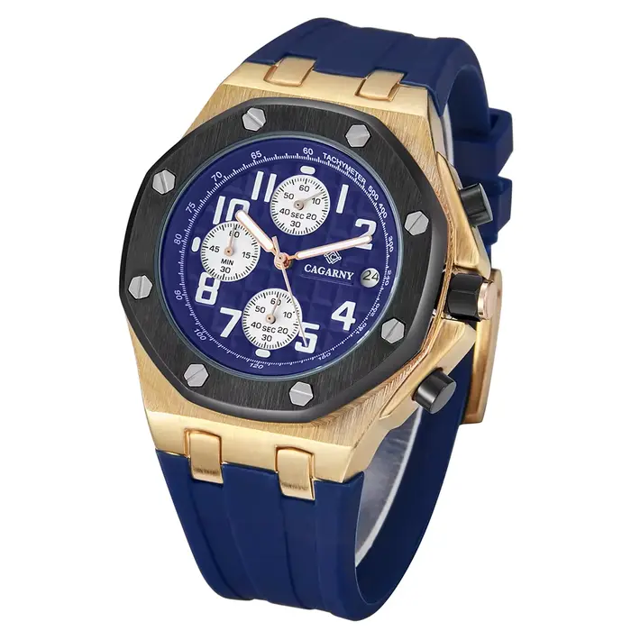 Cagarny – montre chronographe pour hommes, Top marque, Silicone, Quartz, multifonction, militaire, S