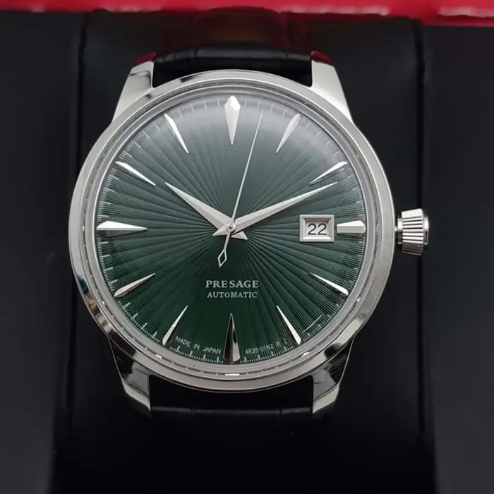 Montre mécanique vintage homme 40mm or rose bracelet cuir élégante pour anniversaire mariage quotidien