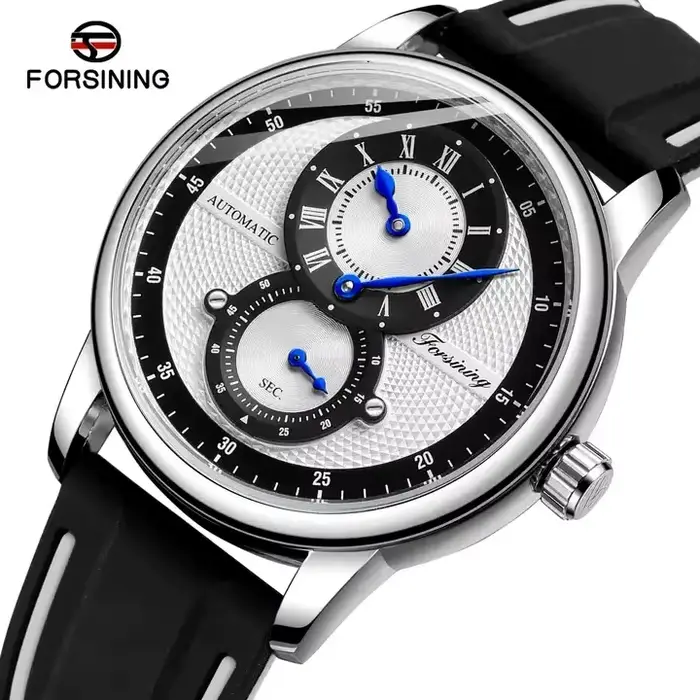 Montres FORSINING 366 de luxe à mouvement mécanique automatique squelette pour hommes, bracelet en s