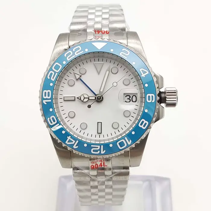 Parnsrpe 2026 Nouvelle Montre Mécanique Automatique MingZhu 3804 40mm Style GMT de Luxe Cadran Blanc