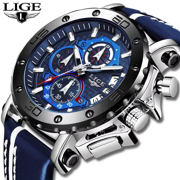 Montre LIGE 2025 Quartz Hommes Luxe Design Grand Cadran Élégant Occasions Spéciales