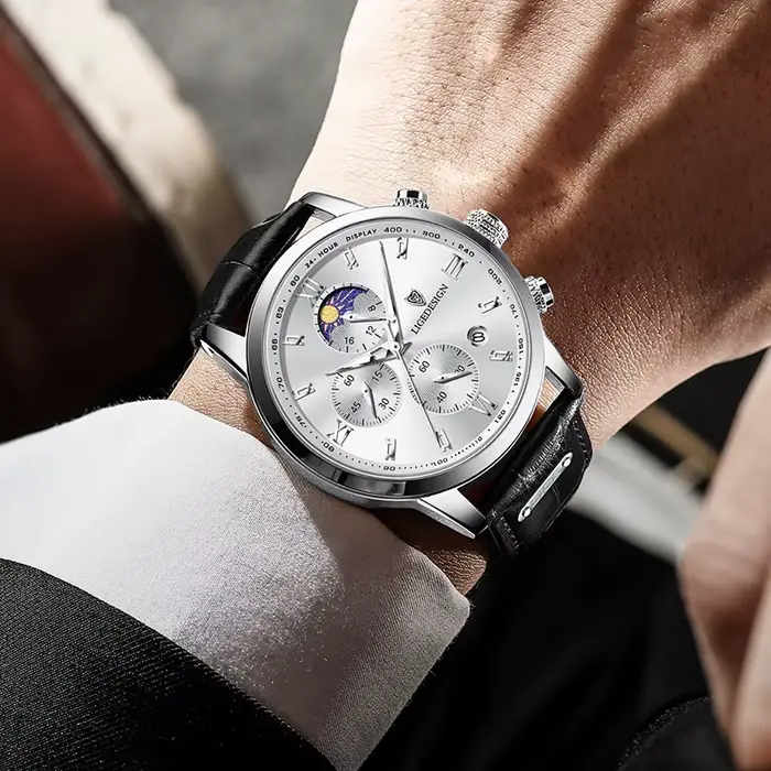 Montre militaire à quartz en cuir étanche pour homme