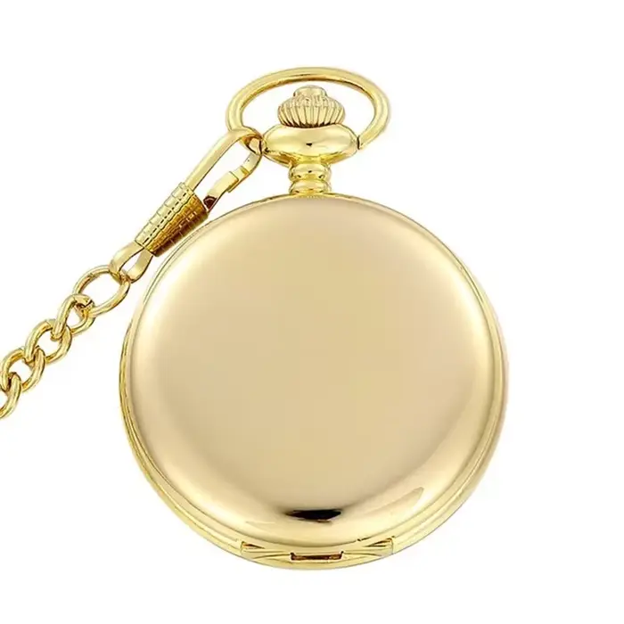 Montre de Poche à Quartz Lisse en Argent pour Homme et Femme