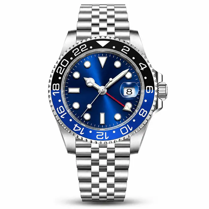 Montre GMT avec logo de marque personnalisé pour hommes
