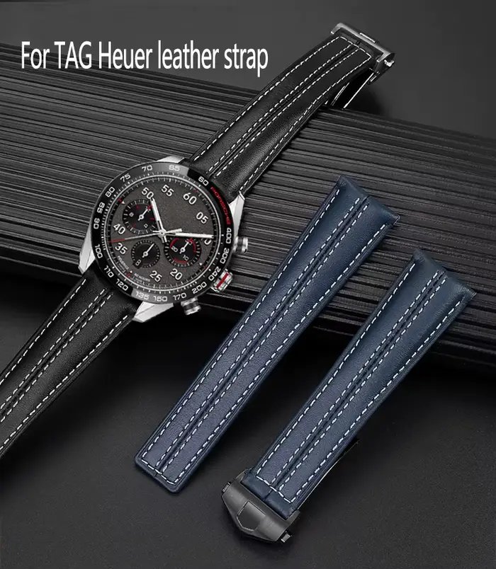 Bracelet de montre en cuir véritable noir pour Tag Heuer Carrera série Porsche co-marqué marron pour femmes et hommes occasions spéciales