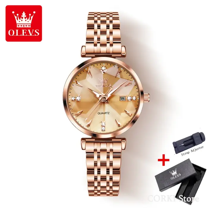 Montre OLEVS 5536 Quartz Élégante pour Femmes Occasions Spéciales Résistante à L'eau Blanc Bronze Argent