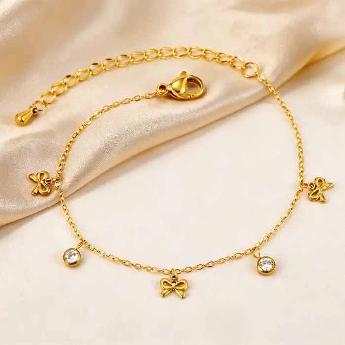 Bracelet Nœud pour Femme en Acier Inoxydable Plaqué Or 18K