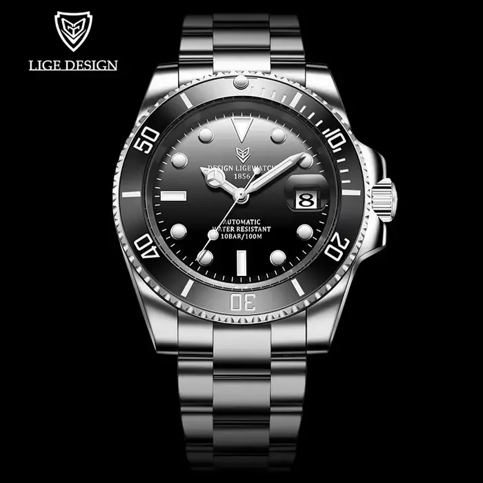 LIGE Top marque de luxe montre automatique pour hommes mode étanche Sport