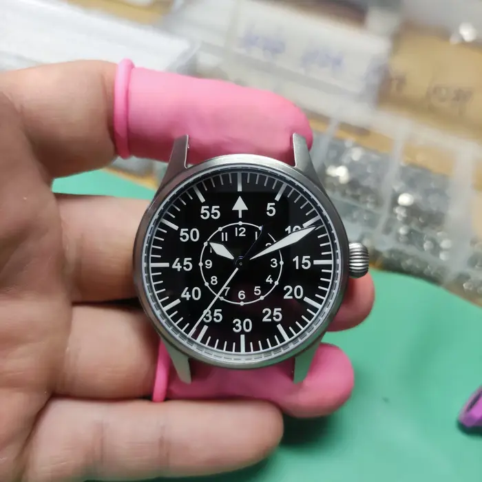 【Escapement Time】Montre pilote à mouvement automatique avec cadran noir de type B ou type A et boîti