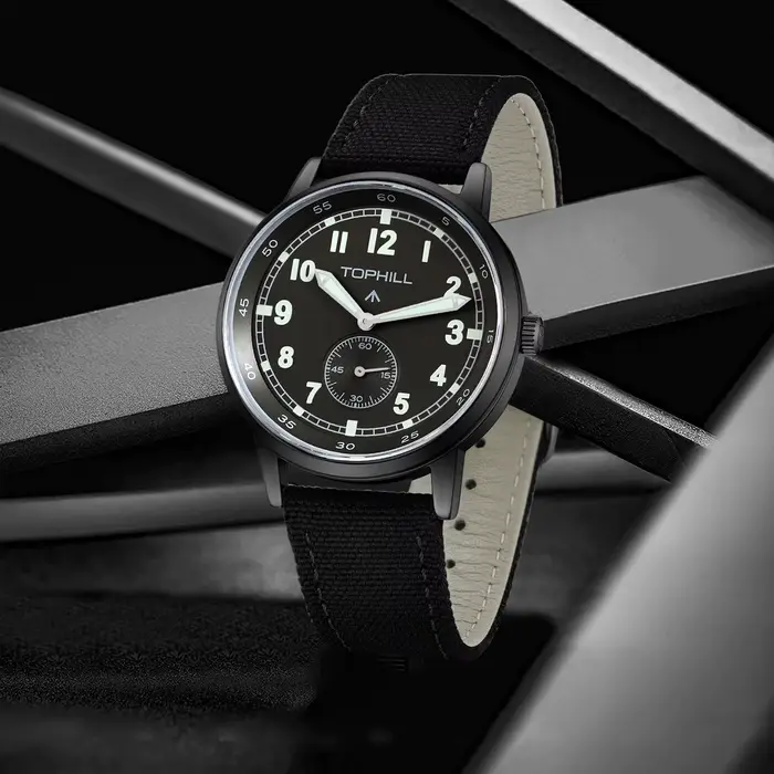 Montre Tophill TW099G Quartz avec Bracelet en Toile Lumineuse pour Hommes Occasions Spéciales Vintage Résistante à l'Eau