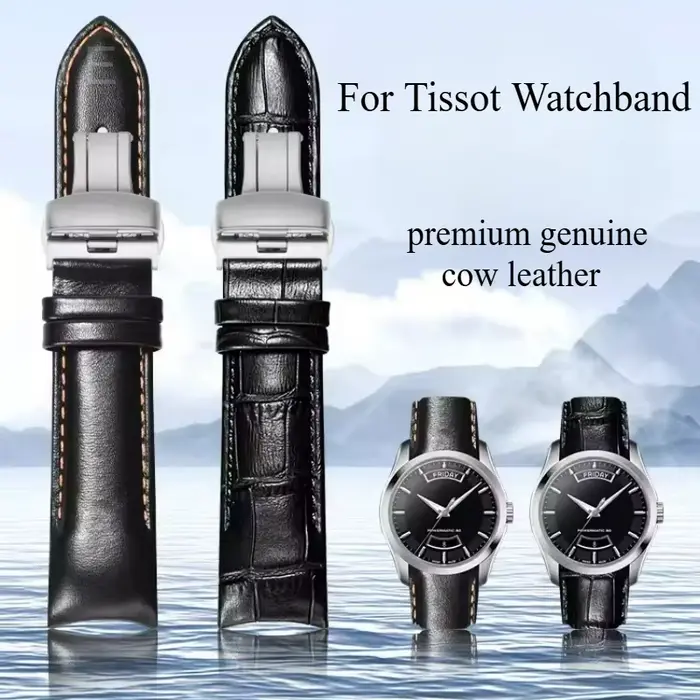 Bracelet de montre en cuir véritable pour Tissot Couturier T035